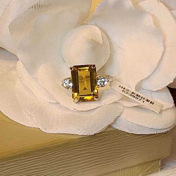 NWT Brazilian Citrine & White Topaz Ring - 8 - Picture 7 of 12